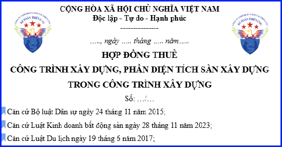 Mẫu hợp đồng thuê công trình xây dựng phần diện tích sàn theo Nghị định 96/2024/NĐ-CP