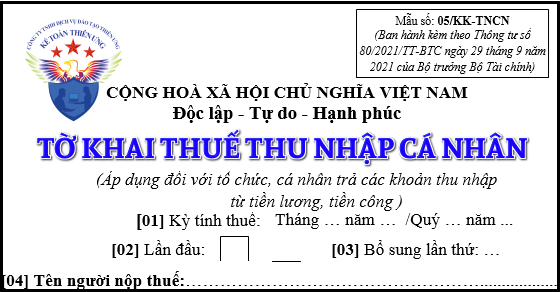 Mẫu 05/KK-TNCN Tờ khai khấu trừ thuế thu nhập cá nhân