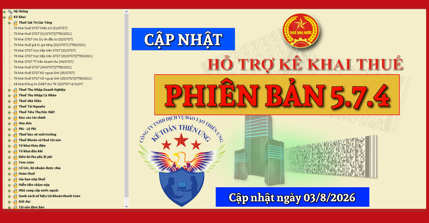 Phần mềm hỗ trợ kê khai thuế 5.7.4 mới nhất