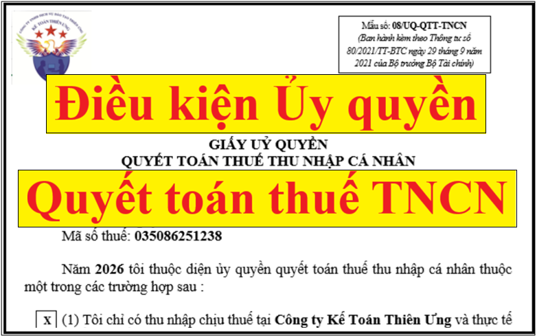 ủy quyền quyết toán thuế tncn
