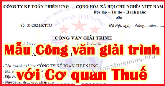 mẫu công văn giải trình thuế
